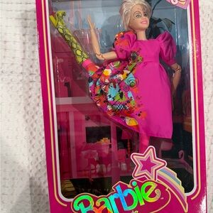Weird Barbie Hot Pink Dress with Colorful Graphic Skirt Accents New in Box